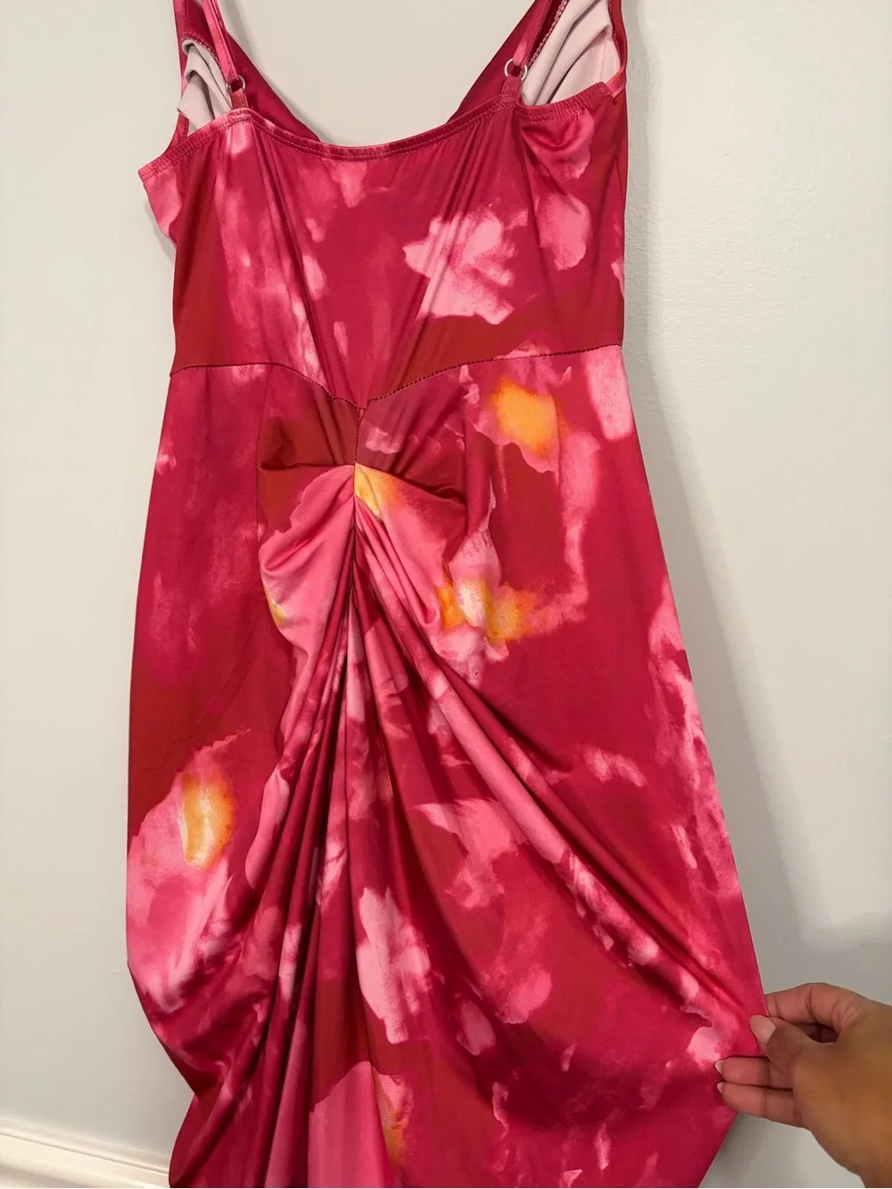 SHEIN Pink Floral Ruched Bodycon Dress | Medium | NWT